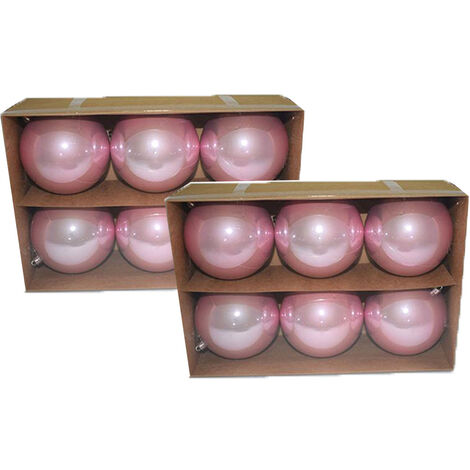 12 Palle cm 10 sfera box palline per decorazione addobbo albero di natale rosa perlate