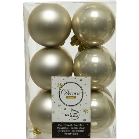 12 PALLINE DI NATALE 6CM COLOR PERLA ADDOBBI DECORO ALBERO