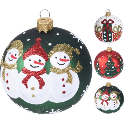 12 palline per albero di natale in vetro con Glitter da Ø 8 cm pendaglio decorato
