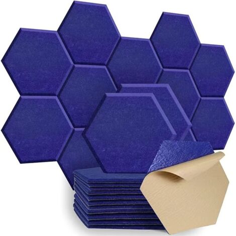 12 paneles acústicos autoadhesivos, espuma insonorizante de alta densidad, paneles acústicos hexagonales, insonorización, azul oscuro