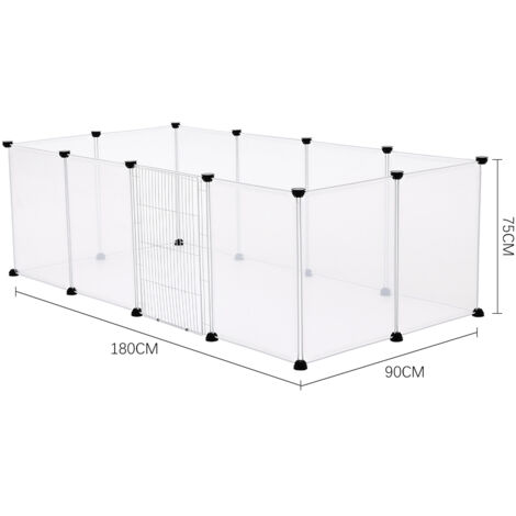 12 Panels Portable Clear Pet Playpen Fence with Door