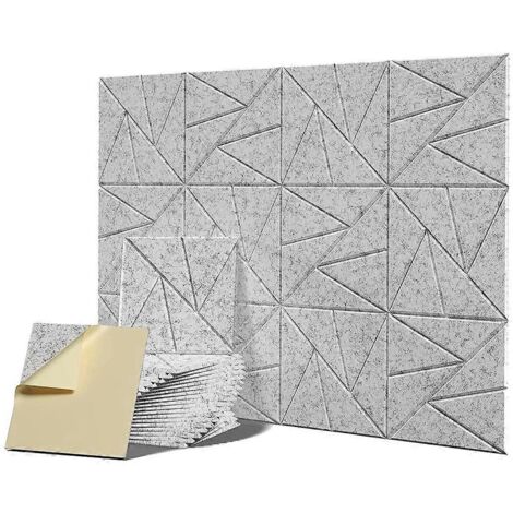 12 Panneaux Acoustiques Auto-Adhésifs, Couleur Gris Argenté