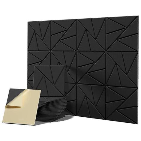 12 Panneaux Acoustiques Autocollants Noirs - Réduction du Bruit