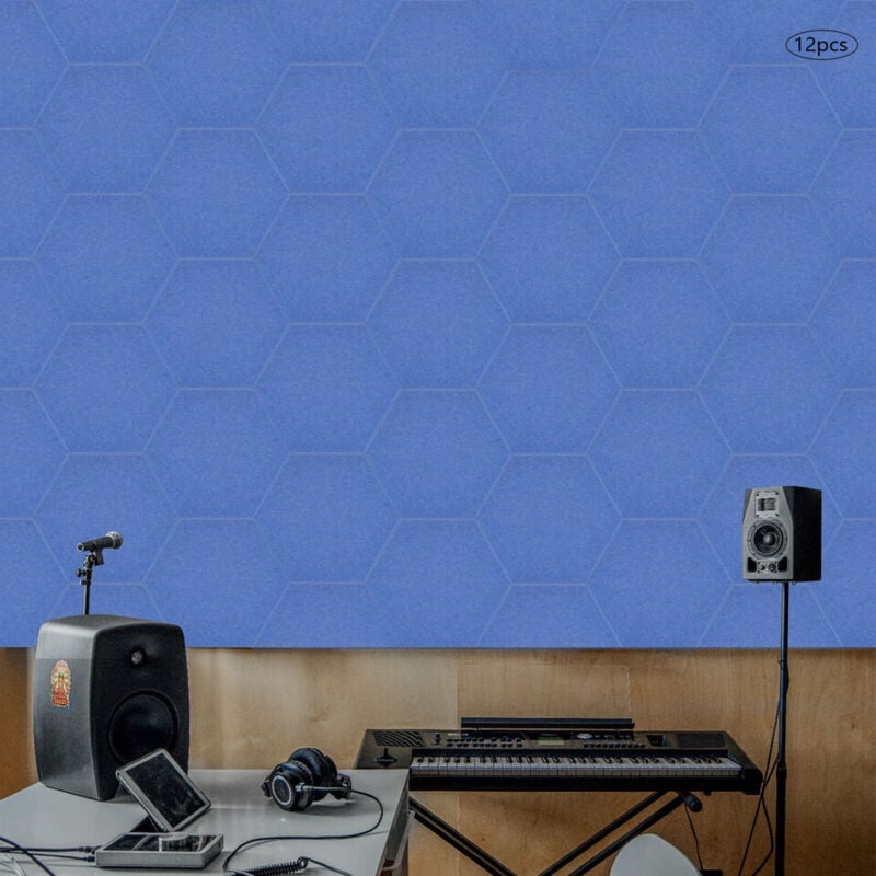 12 panneaux acoustiques hexagonaux autocollants Haute densité Absorbeur acoustique 3035cm
