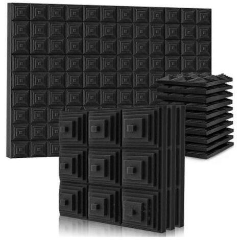 12 panneaux en mousse acoustique, pour studio de musique, chambre, maison, etc., 5 x 30 x 30 cm