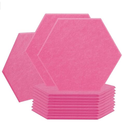 12 panneaux insonorisants autocollants, mousse insonorisante haute densité, panneaux insonorisants hexagonaux, rose