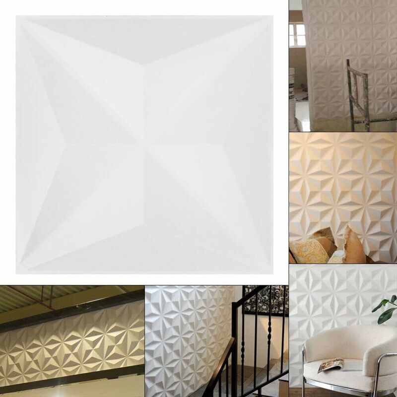 12 Panneaux muraux 3D en pvc pour l'artisanat, autocollants muraux carrés, décoration murale pour la maison, l'hôtel, le café, etc.