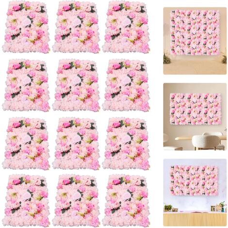 12 Panneaux muraux de fleurs artificielles 24" x 16" Panneaux muraux de fleurs pour décoration murale de mariage, de fête ou d'événement