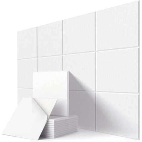 12 pannelli acustici quadrati – Cancellazione dell'eco – per studi, uffici, abitazioni – 30 x 30 cm – Bianco