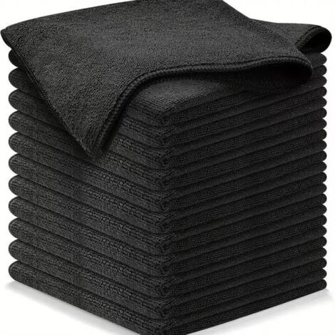 12 Paños de Limpieza de Microfibra - Calidad Premium - Negro - 30 x 30 cm, Limpieza de Microfibra