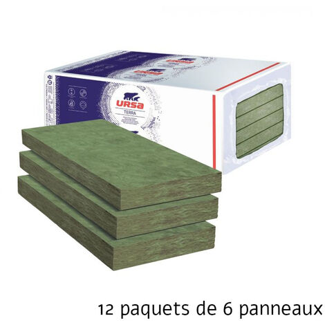 12 paquets de 6 panneaux Laine de verre PNU32 NU - Panneau 4.86 m² - 101 mm - R 3.15 - Soit 58.32 m² - Ursa