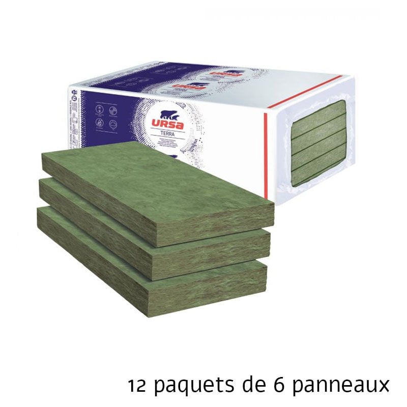 12 paquets de 6 panneaux laine de verre renosoudal P0052 - Panneau 4.86 m² - Soit 58.32 m² - 96 mm - r 3.00 Ursa