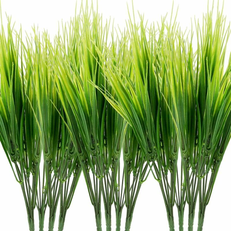 Ineasicer - Lot de 12 plantes artificielles réalistes, arbustes d'herbe artificielle touffue en plastique de qualité supérieure, verdure décorative,