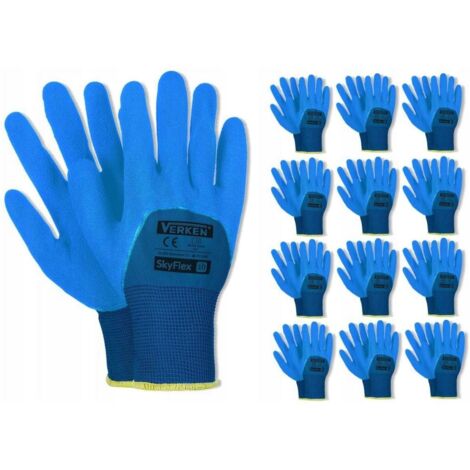 12 PARES de guantes de trabajo Verken SKYFLEX de l谩tex resistente y grueso, talla 9 (L)