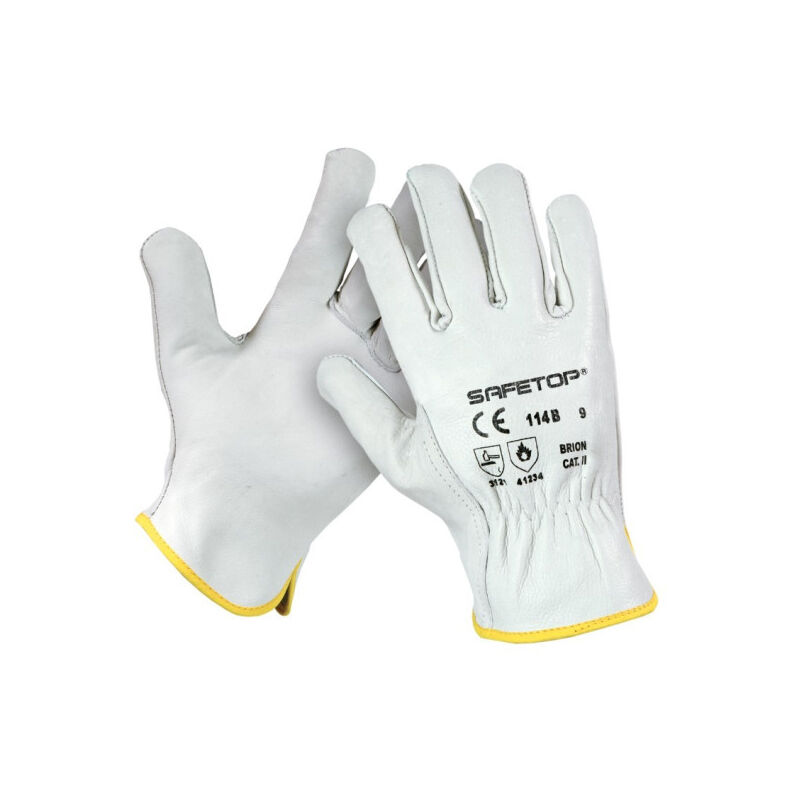 

Guantes elásticos de piel flor vacuno tipo conductor Brión | Blanco - 9 - Safetop