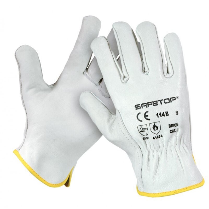 

Guantes elásticos de piel flor vacuno tipo conductor Brión | Blanco - 11 - Safetop