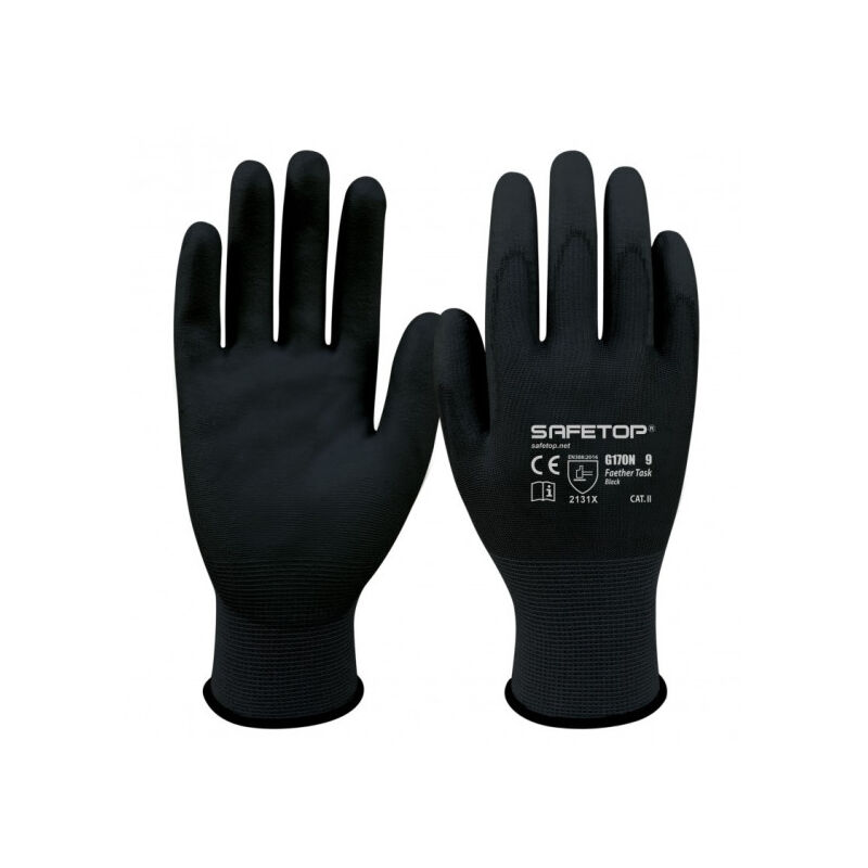 

Guante sintético SAFETOP recubierto de poliuretano Feather Task | Negro - 6