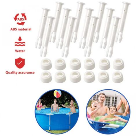 12 pasadores de plástico para piscinas, repuestos para piscinas, aptos para la mayoría de piscinas de estructura rectangular/redonda.