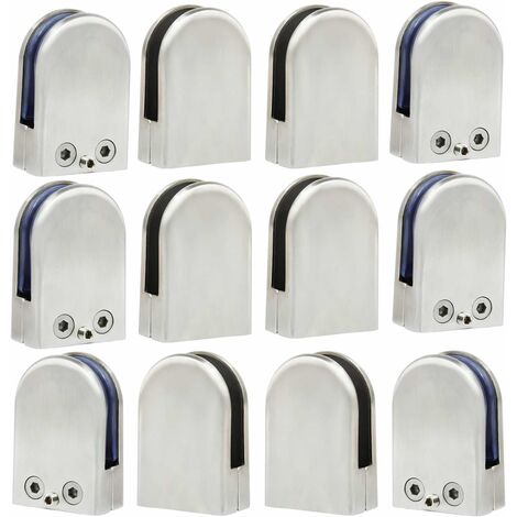 12 PCS (10-12 mm) Abrazadera de vidrio Soporte de vidrio Abrazadera de acero inoxidable 304 Abrazadera Clip Pasamanos plano Ventana Balaustrada Escalera ajustable Baño