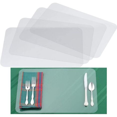 12 Pcs (43x28cm)-set De Table Transparent Plastique Pour Enfants Cuisine Rutilisables Clair Antidrapants Et Rsistants La Chaleur