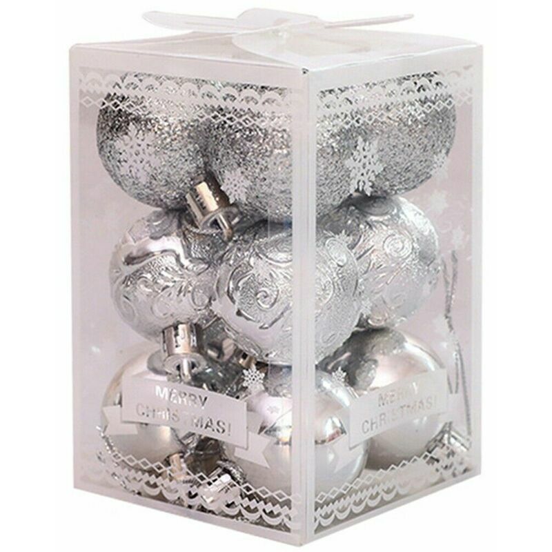 12 Pcs 4cm Christmas Tree Balls Xmas Home Decor Glitter Balls Wedding Party,Silver