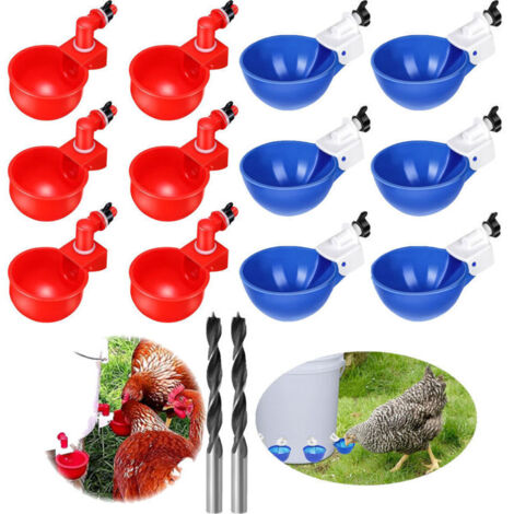 12 pcs Abreuvoir Poules Automatique DIY Abreuvoir Poules Kit avec 1 Foret, Abreuvoir Volaille pour l'eau de Boisson des Poulets, Canards, oies et Autres volailles,Abreuvoir et mangeoire pour basse-cou