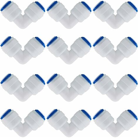 12 Pcs Accessoires De Filtre à Eau RO Raccord De Buse 1/4 Pouces 90 Degree Right Angle Fast Docking pour Raccorder Les Raccords De Tuyauterie d'eau, Tuyau de réfrigérateur