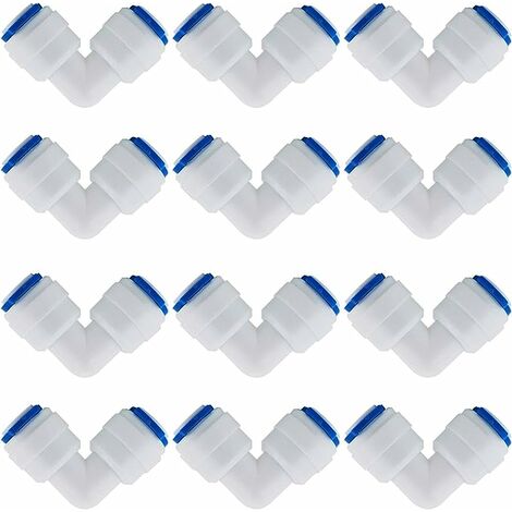 12 Pcs Accessoires De Filtre à Eau RO Raccord De Buse 1/4 Pouces 90 Degree Right Angle Fast Docking pour Raccorder Les Raccords De Tuyauterie d'eau, Tuyau de réfrigérateur.Gu.B/bon