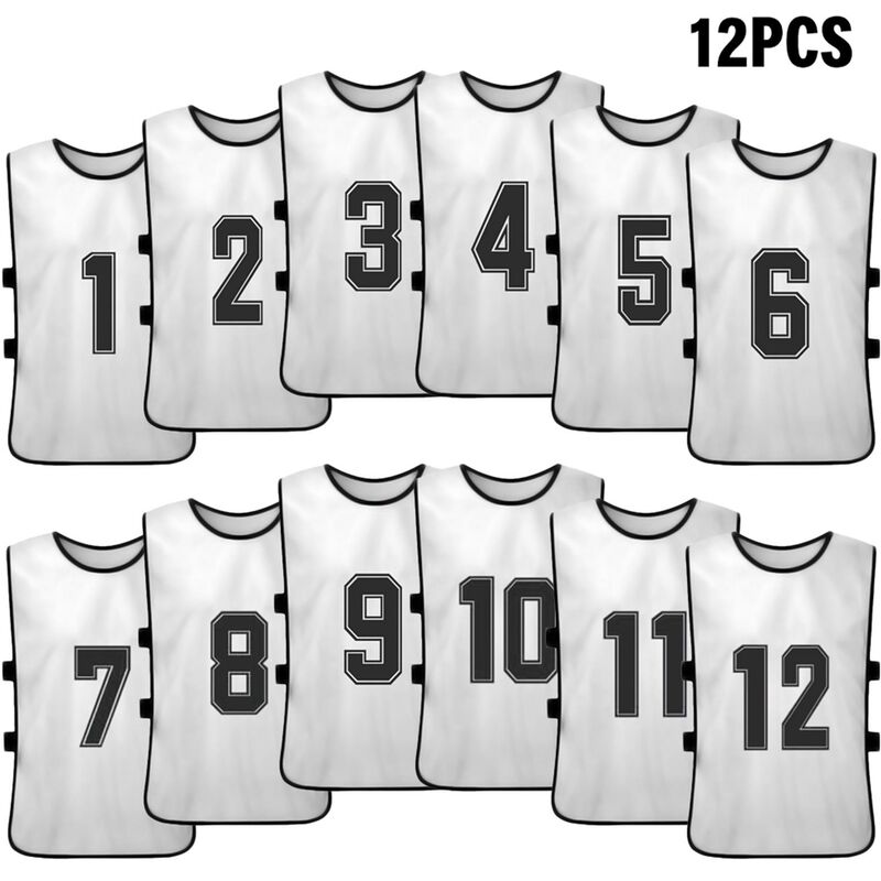 

12 PCS Adultos Futbol Pinnies Jerseys del equipo de futbol de secado rapido Deportes juveniles Scrimmage Entrenamiento del equipo de futbol Baberos