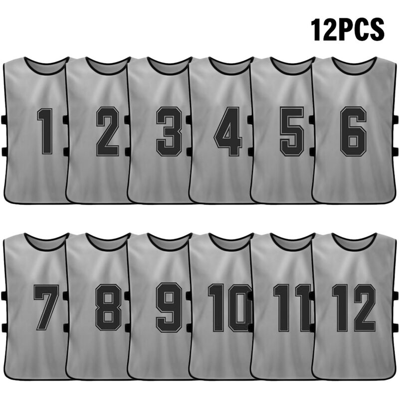 

12 PCS Adultos Futbol Pinnies Jerseys del equipo de futbol de secado rapido Deportes juveniles Scrimmage Entrenamiento del equipo de futbol Baberos