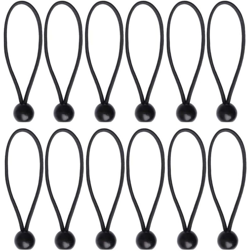 Ersandy - 12 Pcs Black Tarpaulin Bungees Balls Tarp Bungee Cord for Banner, Tarpaulins, Pavilions, Tents, Tent Bungee Hooks, Tarpaulin Holder, Flag