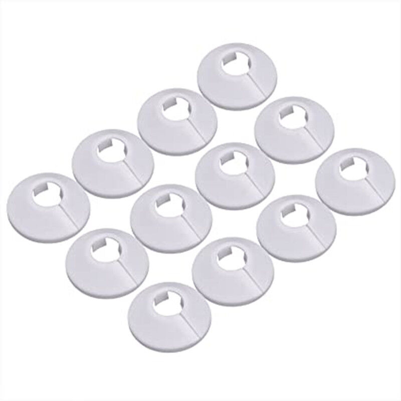 Ahlsen - 12 Pcs Cache Tuyau, Cache Tuyau Plomberie Collier Radiateur, Manchon Radiateur Pour Tuyau Rosace Ronde Blanche Diamètre De 15 Mm (Blanc)