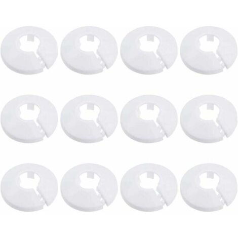 12 Pcs Cache Tuyau, Cache Tuyau Plomberie Collier Radiateur, Manchon Radiateur pour Tuyau Rosace Ronde Blanche Diamètre de 15 mm (Blanc)