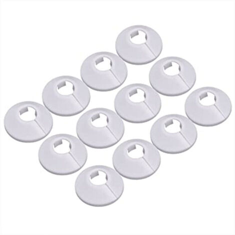 12 Pcs Cache Tuyau, Cache Tuyau Plomberie Collier Radiateur, Manchon Radiateur Pour Tuyau Rosace Ronde Blanche Diamètre De 15 Mm (Blanc)