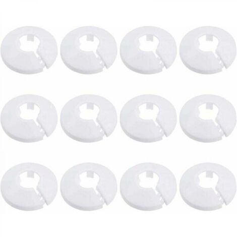 12 Pcs Cache Tuyau, Cache Tuyau Plomberie Collier Radiateur, Manchon Radiateur pour Tuyau Rosace Ronde Blanche Diamètre de 15 mm (Blanc)