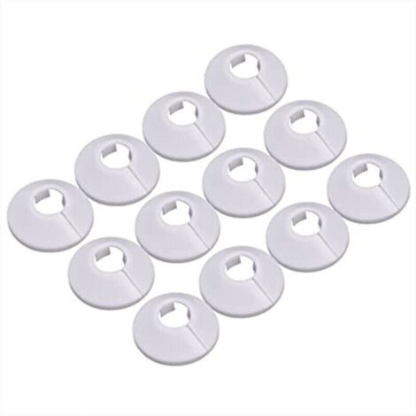 12 Pcs Cache Tuyau. Cache Tuyau Plomberie Collier Radiateur. Manchon Radiateur Pour Tuyau Rosace Ronde Blanche Diamètre De 15 Mm (Blanc)