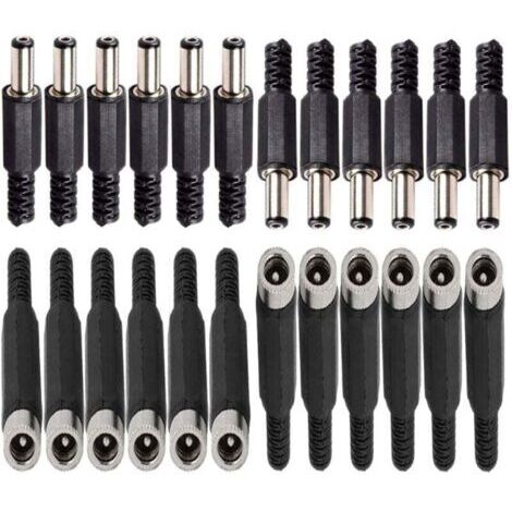 12 Pcs connecteurs DC Montage Panneau Prise 2,1mm x 5,5 mm/2,5mm x 5,5 mm,12 Prise connecteur Femelle 5,5 mm x 2,5 mm /2,1mm x 5,5 mm