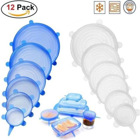 12 PCS Couvercle Extensibles en Silicone Stretch Couvercle en Silicone Couvre-Savon Couvre-Couvercle en Pot Couvre