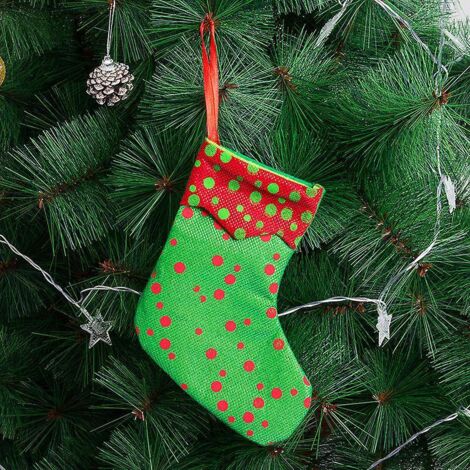 12 Pcs De Chaussettes De Nol Vertes Sacs Cadeaux Points Rouges Et Verts Dcorations De Bas De Nol Pendentif Chaussettes De Fe Sacs De Bonbons Dcora