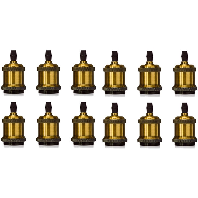 Douille de Lampe E27 Vintage Edison Rétro Lampe Base Chambre Salon pour Lustre Suspension Plafonnier diy Laiton - 12Pcs