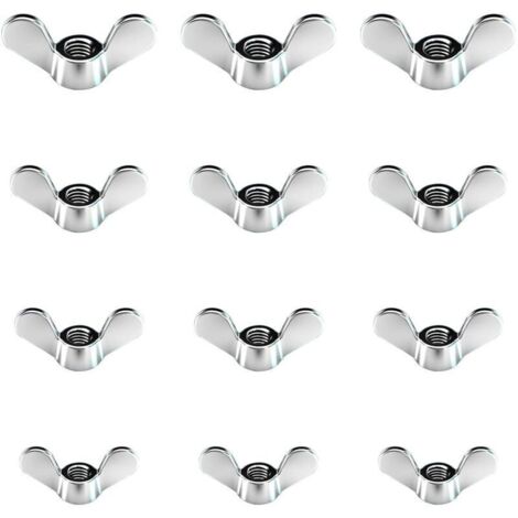 12 Pcs Ecrous Papillon en Zinc Brillant Ecrous à Oreilles en Taille M4 M5 M6 M8 Assortiment Boulons à Ailette pour Outils de Bricolage Boulon de Serrage Argent Pour Fixation