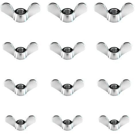 12 Pcs Ecrous Papillon en Zinc Brillant Ecrous à Oreilles en Taille M4 M5 M6 M8 Assortiment Boulons à Ailette pour Outils de Bricolage Boulon de Serrage Argent Pour Fixation