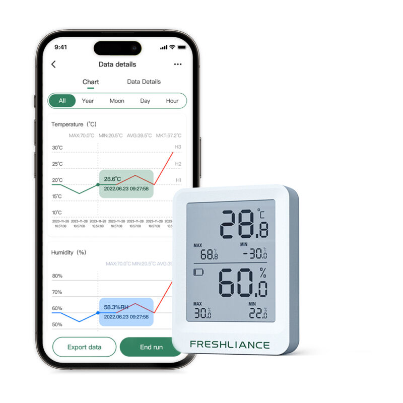 Enregistreur de température et d'humidité BT Stockage frigorifique de fruits Transport par chaîne du froid Enregistreur de température Contrôle par