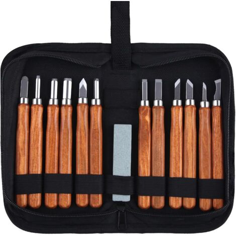 12 PCS ensemble de couteaux à sculpter sur bois ensemble d’outils à sculpter sur bois outil sculpté à la main SK2 ensemble de couteaux à sculpter en acier au carbone pour bricolage Experts