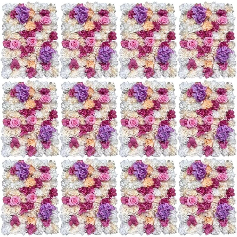12 pcs fleurs artificielles pour mur de fleurs artificielles, panneau décoratif en soie pour jardin, mariage, toile de fond photo