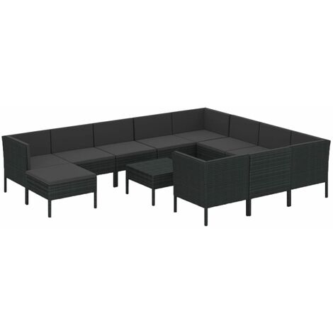12 PCS Garden Lounge Set con cojines de prueba de Vime PE