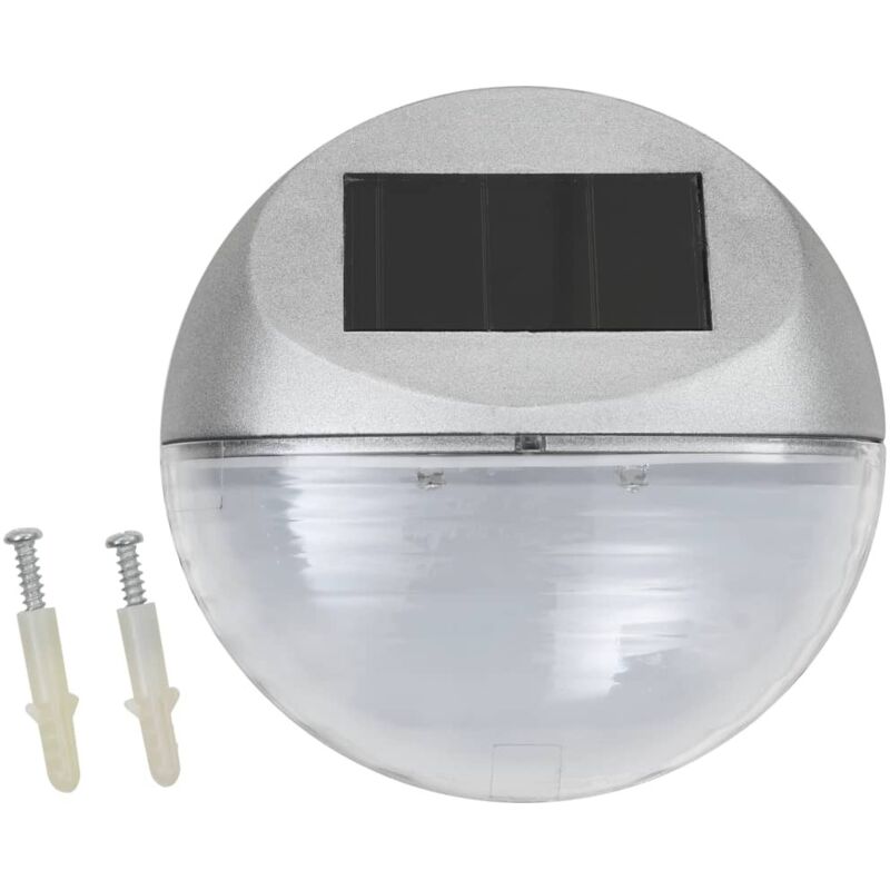 12 pcs Lampe solaire murale à LED d'extérieur Rond Argenté CFW15655