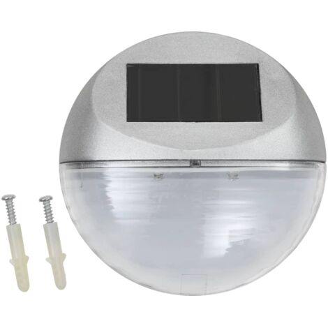 12 pcs Lampe solaire murale à LED d'extérieur Rond Argenté CFW15655
