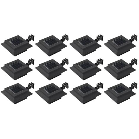 12 pcs Lampes solaires à LED  Lumière Solaire carrées d'extérieur 12 cm Noir NREFC67505