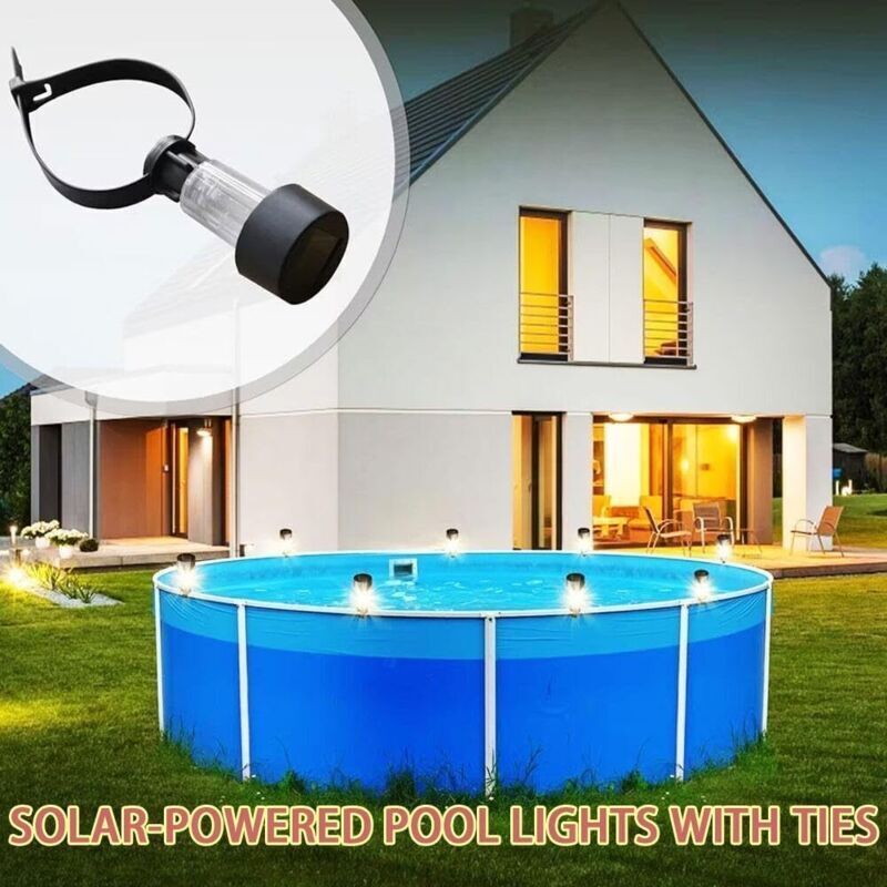 12 pcs Lampes solaires de piscine, lampes de clôture de piscine à LED étanches, accessoires de piscine hors sol, veilleuses décoratives pour